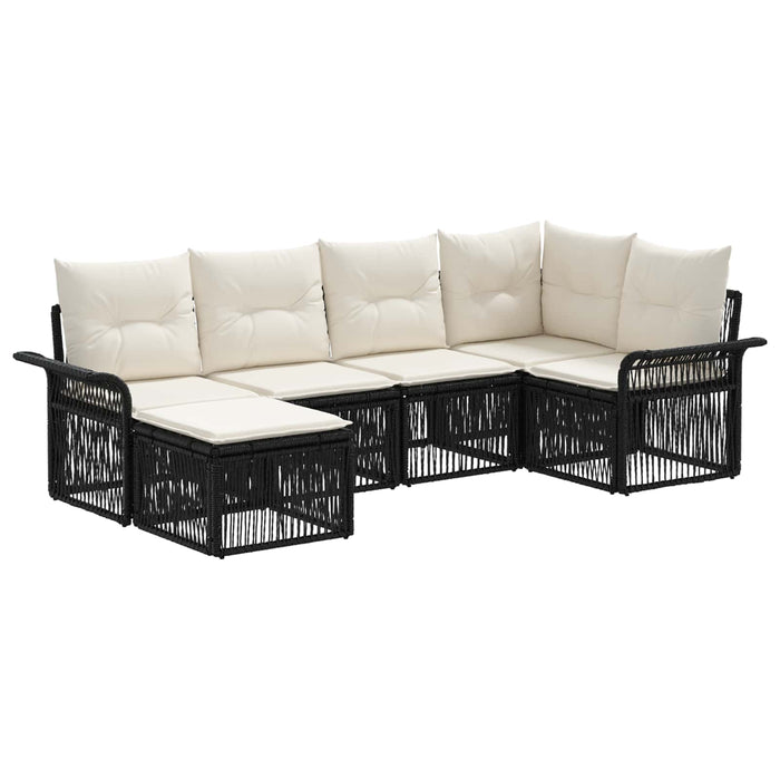 Set de canapele pentru grădină 6 pcs Negru poliratan WALTI