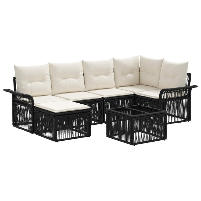 Set de canapele pentru grădină 7 pcs Negru poliratan - WALTI WALTI