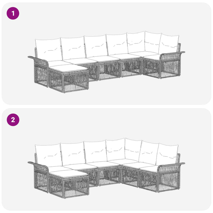 Set de canapele pentru grădină 7 pcs Gri poliratan WALTI