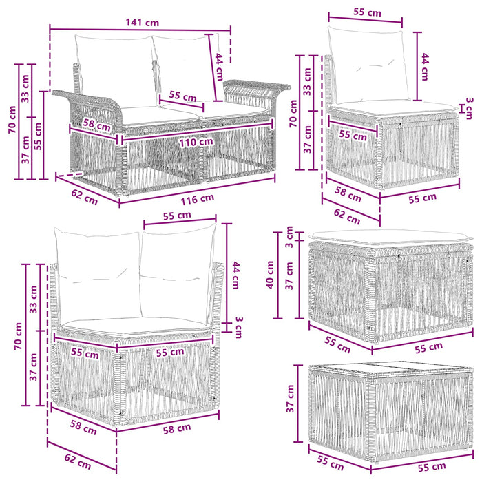 Set de canapele pentru grădină 8 pcs Gri poliratan - WALTI WALTI