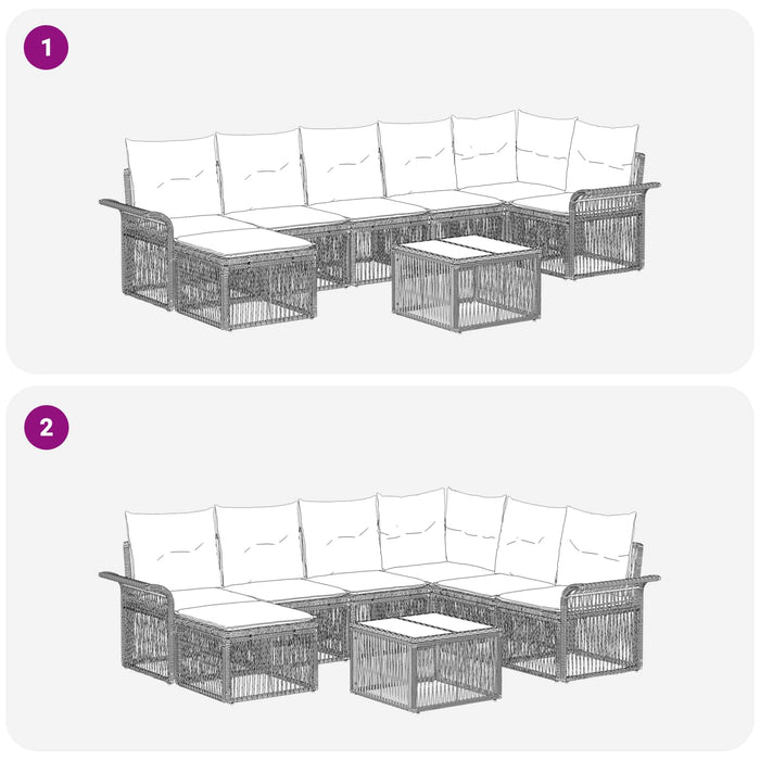 Set de canapele pentru grădină 8 pcs Gri poliratan - WALTI WALTI