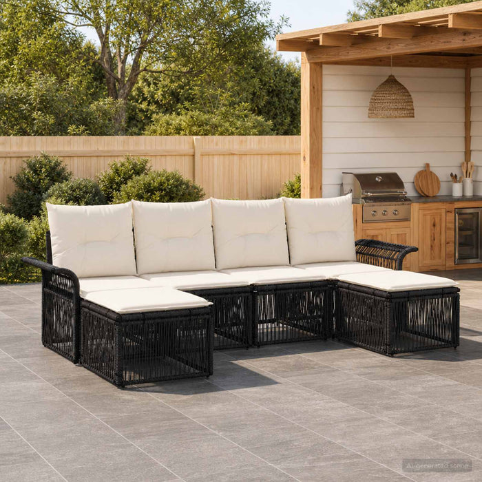 Set de canapele pentru grădină 6 pcs Negru poliratan - WALTI WALTI