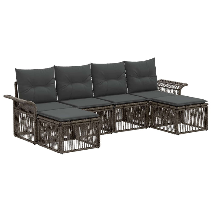 Set de canapele pentru grădină 6 pcs Gri poliratan WALTI
