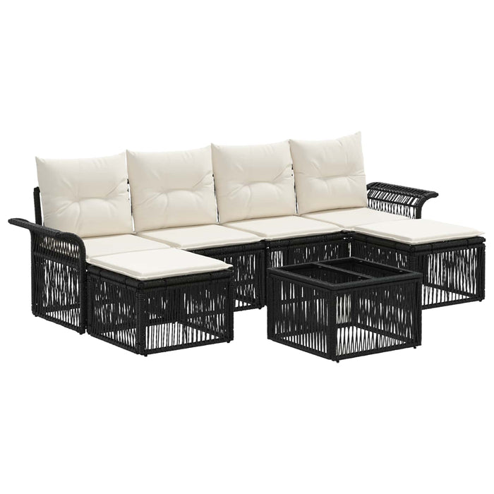 Set de canapele pentru grădină 7 pcs Negru poliratan - WALTI WALTI