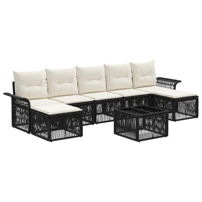 Set de canapele pentru grădină 8 pcs Negru poliratan - WALTI WALTI