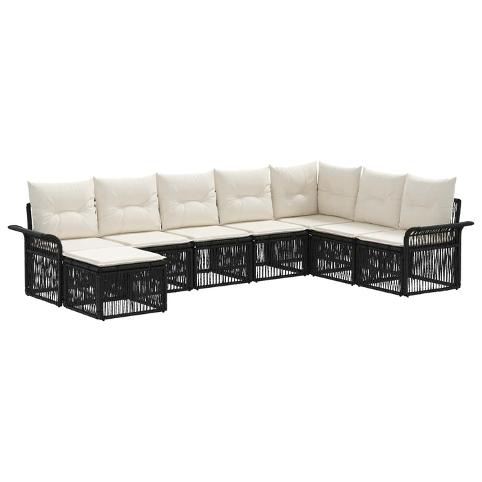 Set de canapele pentru grădină 8 pcs Negru poliratan WALTI