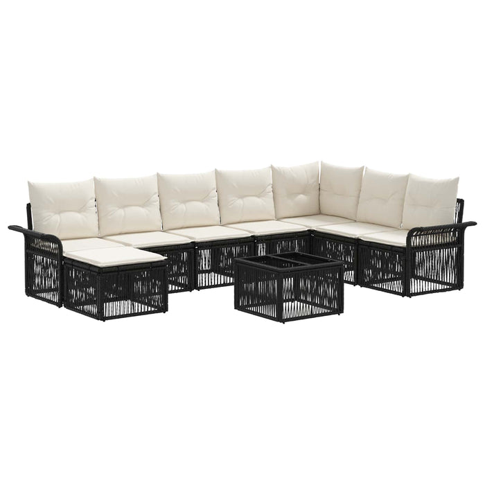 Set de canapele pentru grădină 9 pcs Negru poliratan - WALTI WALTI