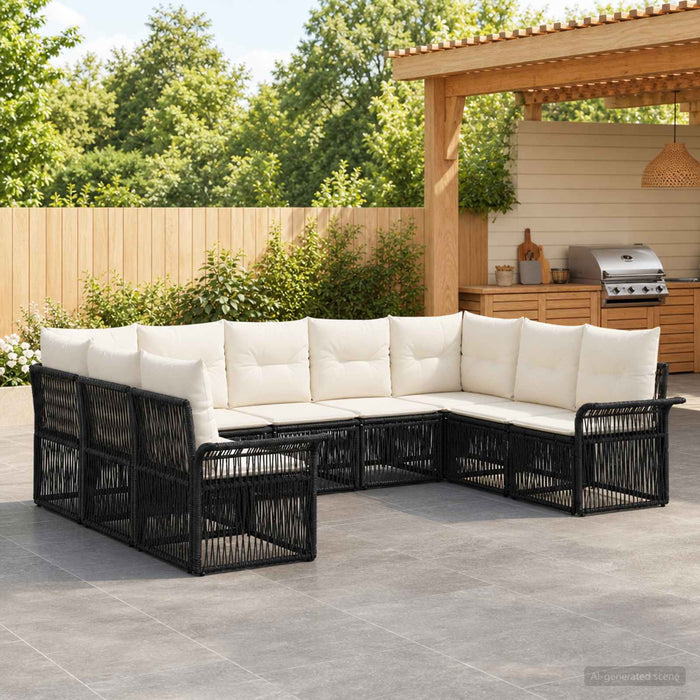 Set de canapele pentru grădină 9 pcs Negru poliratan - WALTI WALTI