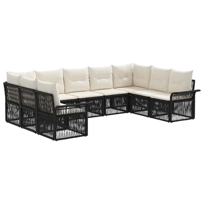 Set de canapele pentru grădină 9 pcs Negru poliratan WALTI