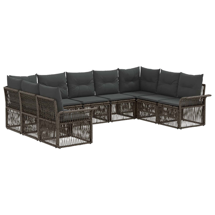 Set de canapele pentru grădină 9 pcs Gri poliratan WALTI