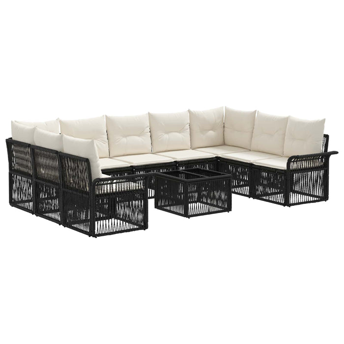 Set de canapele pentru grădină 10 pcs Negru poliratan - WALTI WALTI