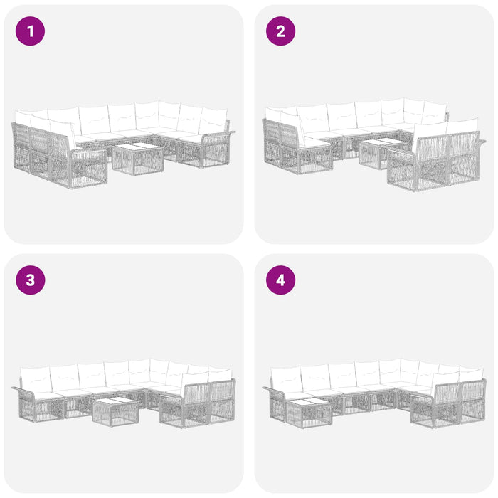 Set de canapele pentru grădină 10 pcs Negru poliratan - WALTI WALTI