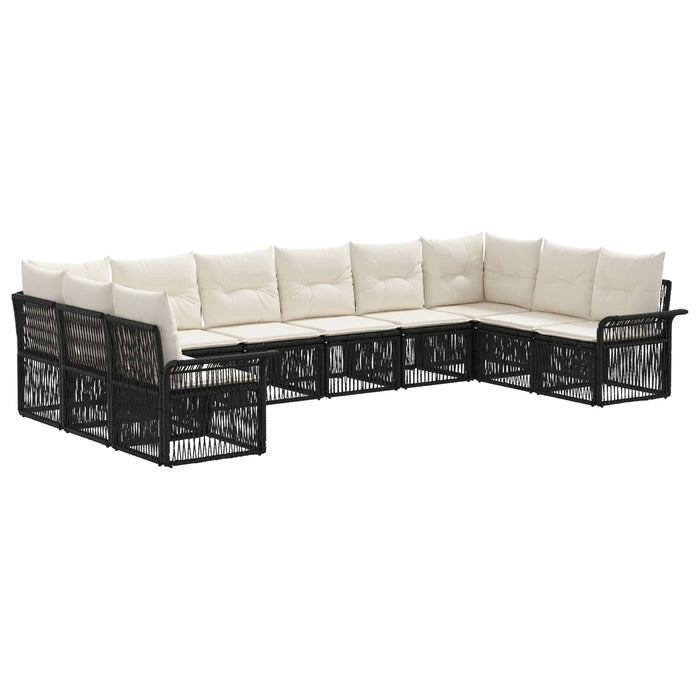 Set de canapele pentru grădină 10 pcs Negru poliratan WALTI
