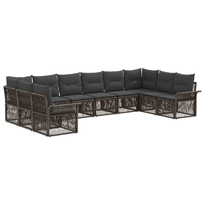 Set de canapele pentru grădină 10 pcs Gri poliratan WALTI
