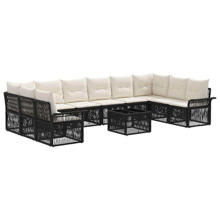 Set de canapele pentru grădină 11 pcs Negru poliratan - WALTI WALTI