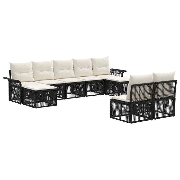 Set de canapele pentru grădină 9 pcs Negru poliratan WALTI