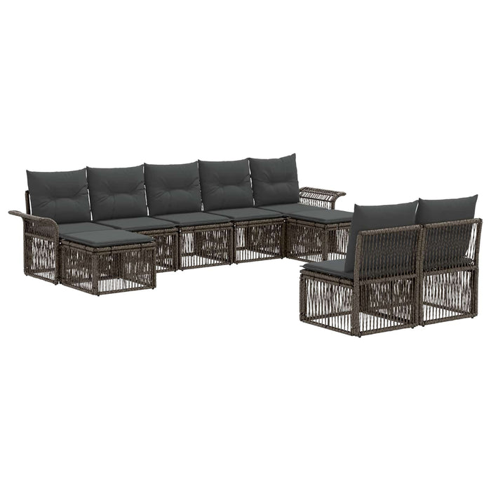 Set de canapele pentru grădină 9 pcs Gri poliratan WALTI