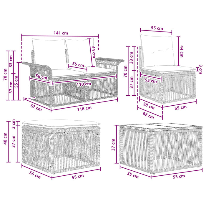 Set de canapele pentru grădină 10 pcs Gri poliratan - WALTI WALTI