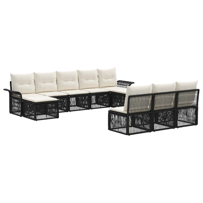 Set de canapele pentru grădină 10 pcs Negru poliratan WALTI