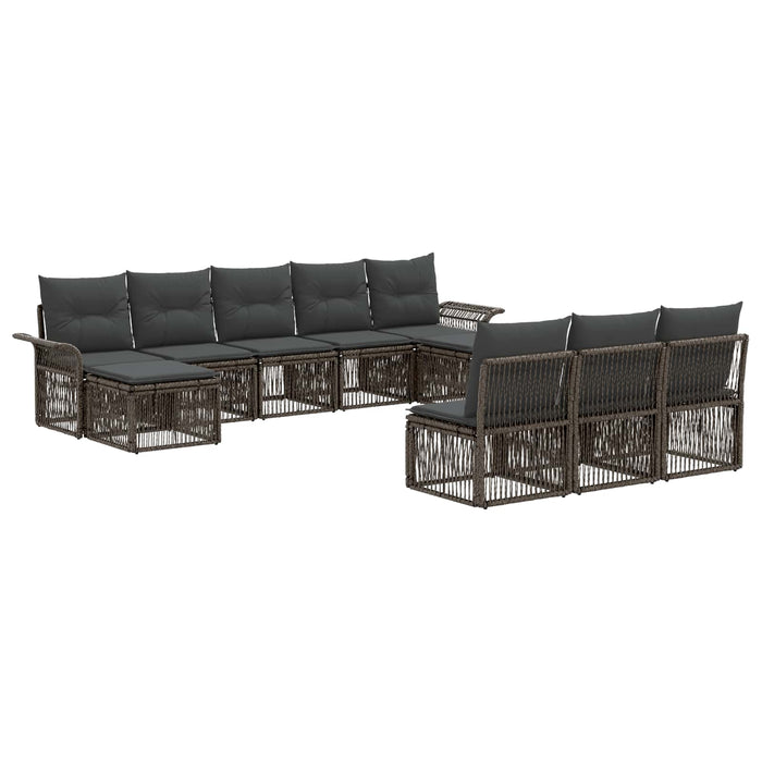 Set de canapele pentru grădină 10 pcs Gri poliratan WALTI