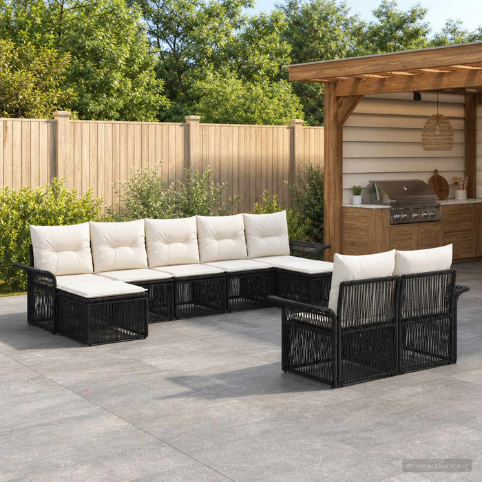 Set de canapele pentru grădină 9 pcs Negru poliratan - WALTI WALTI