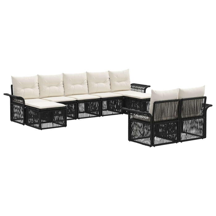 Set de canapele pentru grădină 9 pcs Negru poliratan WALTI