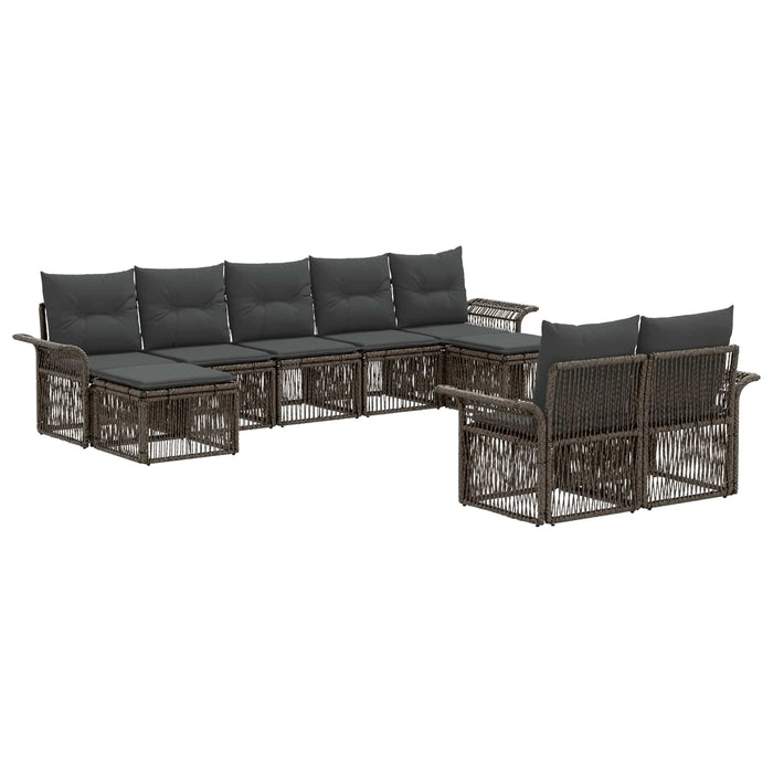 Set de canapele pentru grădină 9 pcs Gri poliratan WALTI