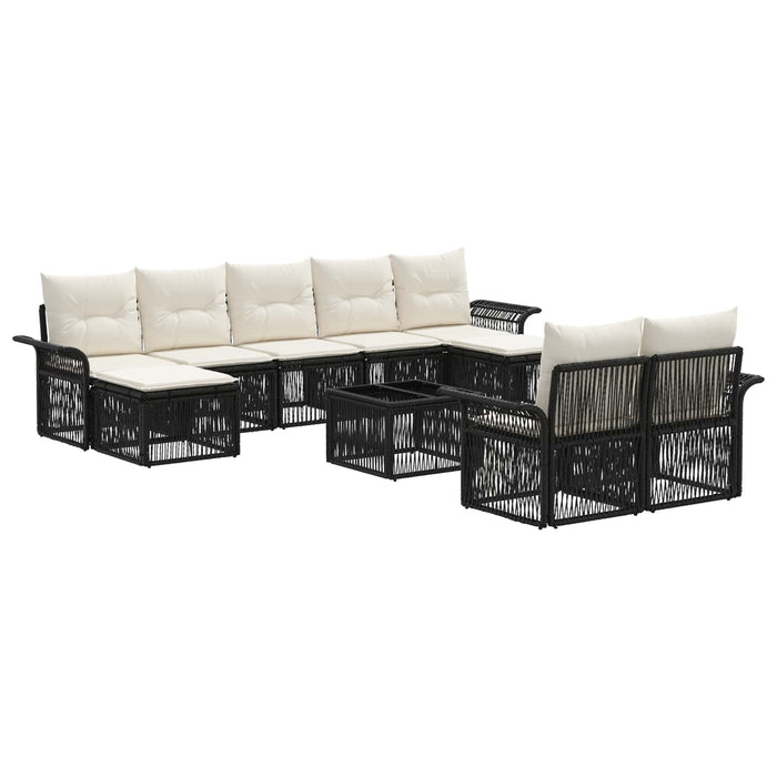 Set de canapele pentru grădină 10 pcs Negru poliratan - WALTI WALTI