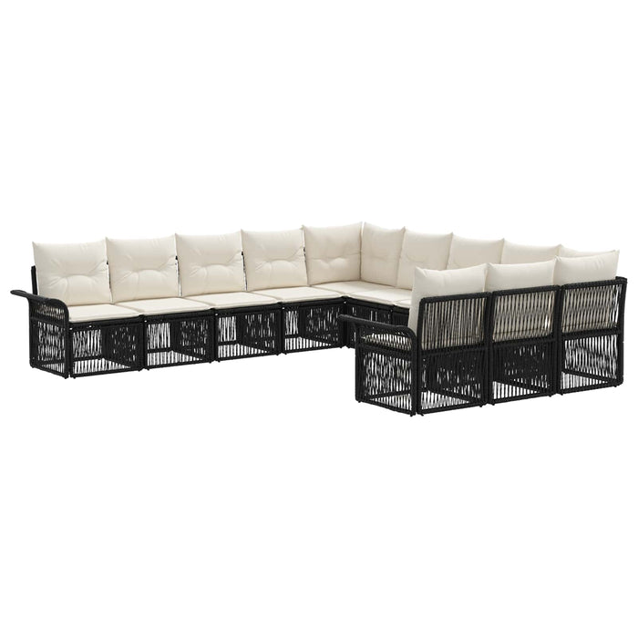 Set de canapele pentru grădină 11 pcs Negru poliratan WALTI