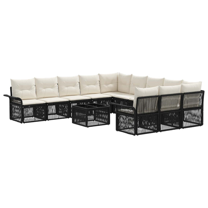 Set de canapele pentru grădină 12 pcs Negru poliratan - WALTI WALTI