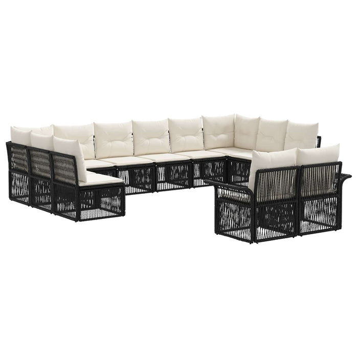 Set de canapele pentru grădină 12 pcs Negru poliratan WALTI