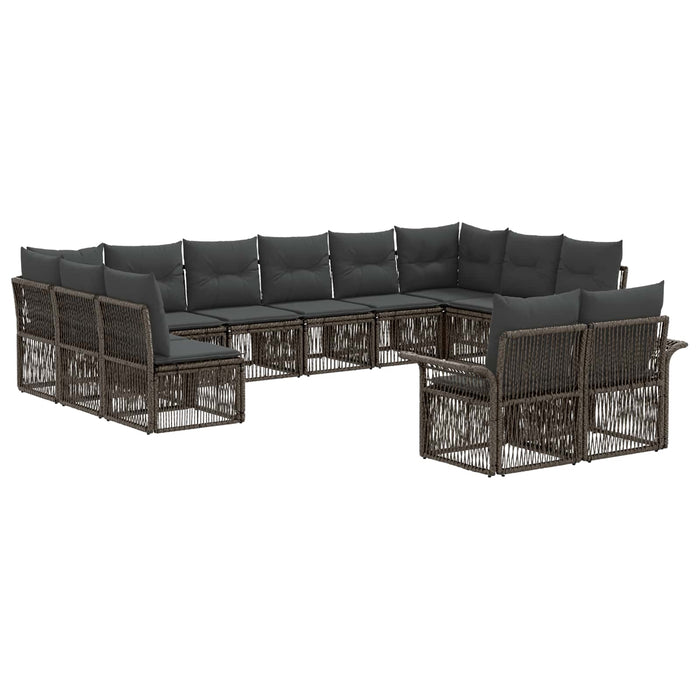 Set de canapele pentru grădină 12 pcs Gri poliratan WALTI