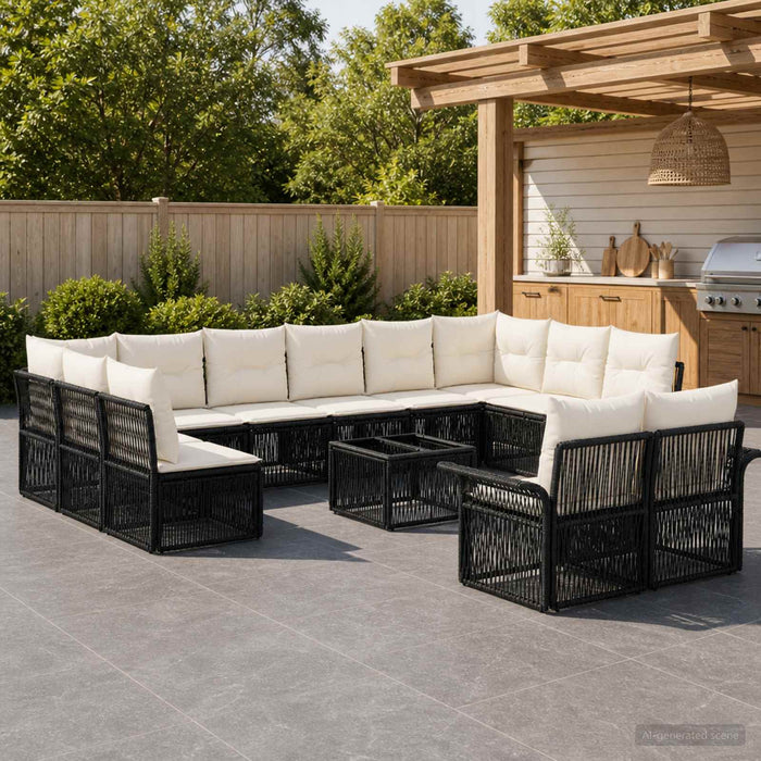 Set de canapele pentru grădină 13 pcs Negru poliratan - WALTI WALTI