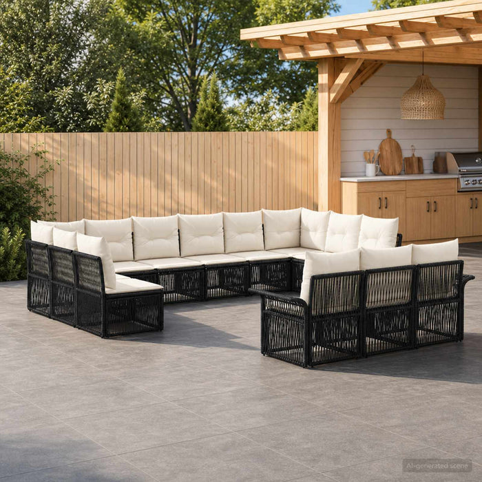 Set de canapele pentru grădină 13 pcs Negru poliratan - WALTI WALTI