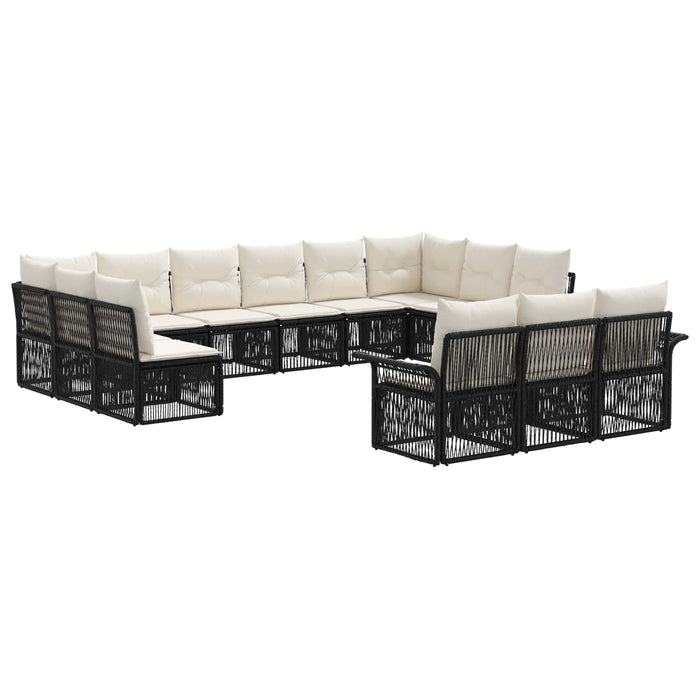 Set de canapele pentru grădină 13 pcs Negru poliratan WALTI