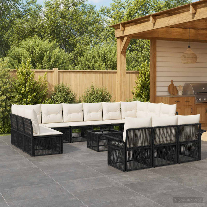 Set de canapele pentru grădină 14 pcs Negru poliratan - WALTI WALTI