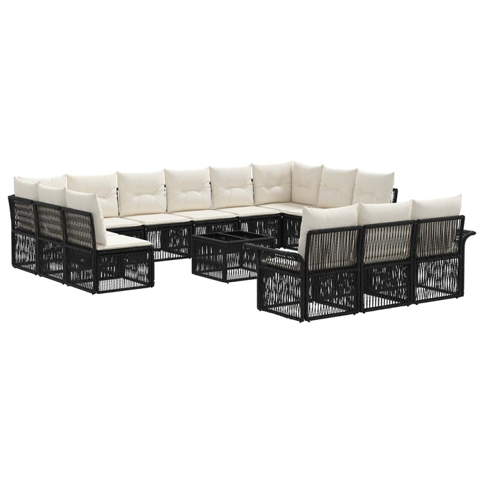 Set de canapele pentru grădină 14 pcs Negru poliratan - WALTI WALTI