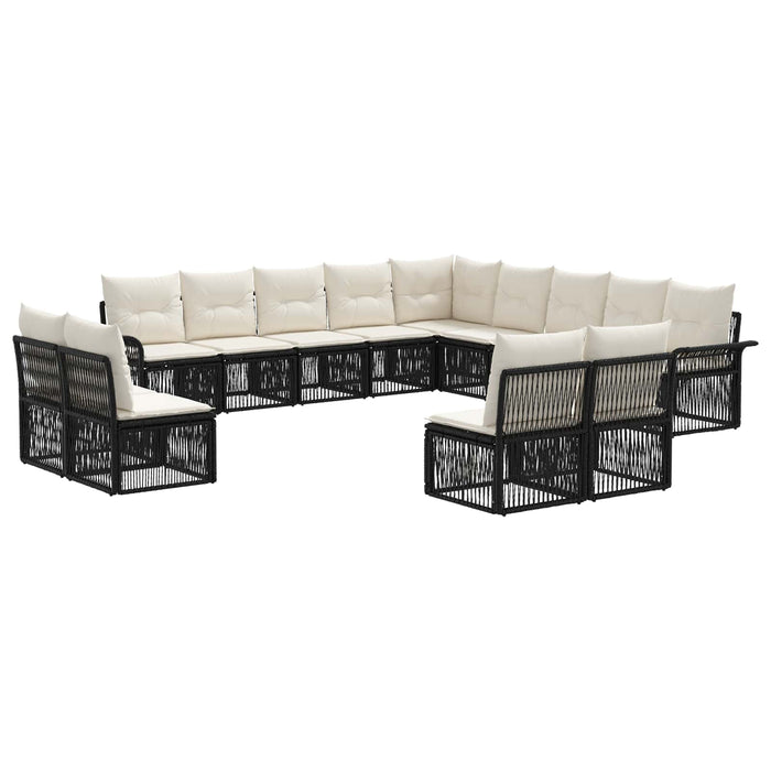 Set de canapele pentru grădină 13 pcs Negru poliratan WALTI