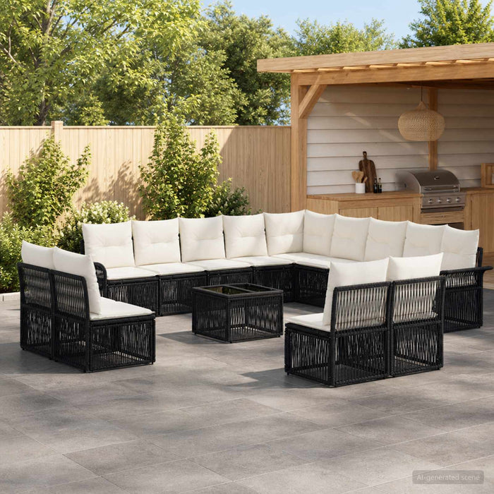 Set de canapele pentru grădină 14 pcs Negru poliratan - WALTI WALTI