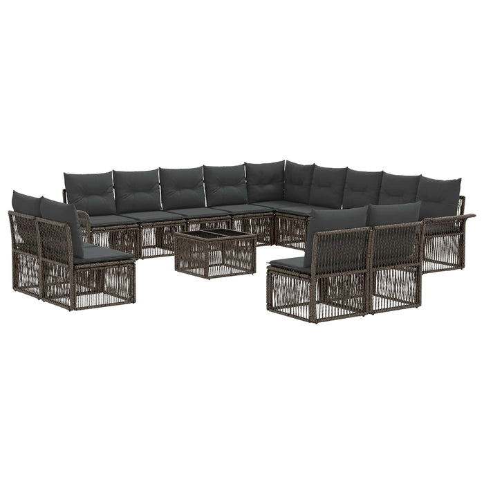 Set de canapele pentru grădină 14 pcs Gri poliratan - WALTI WALTI