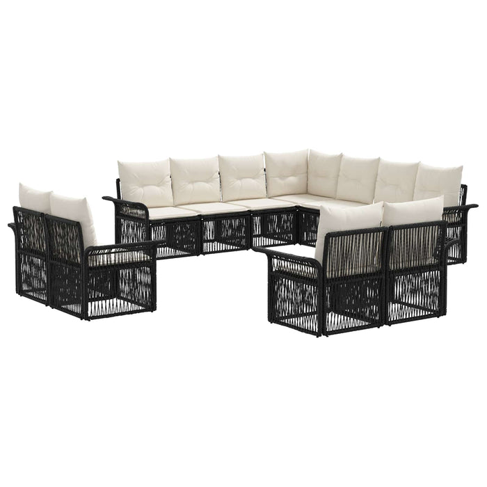Set de canapele pentru grădină 11 pcs Negru și Alb crem WALTI