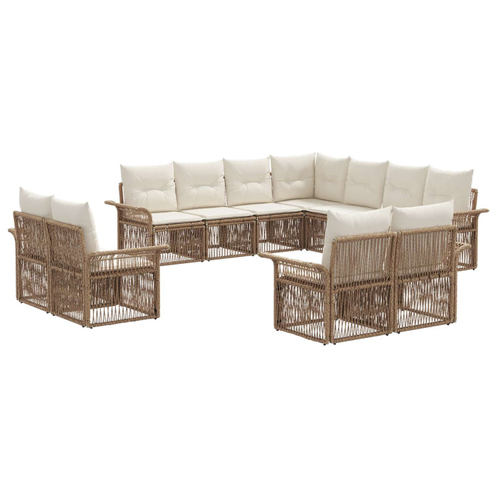 Set de canapele pentru grădină 11 pcs Bej și alb crem poliratan WALTI