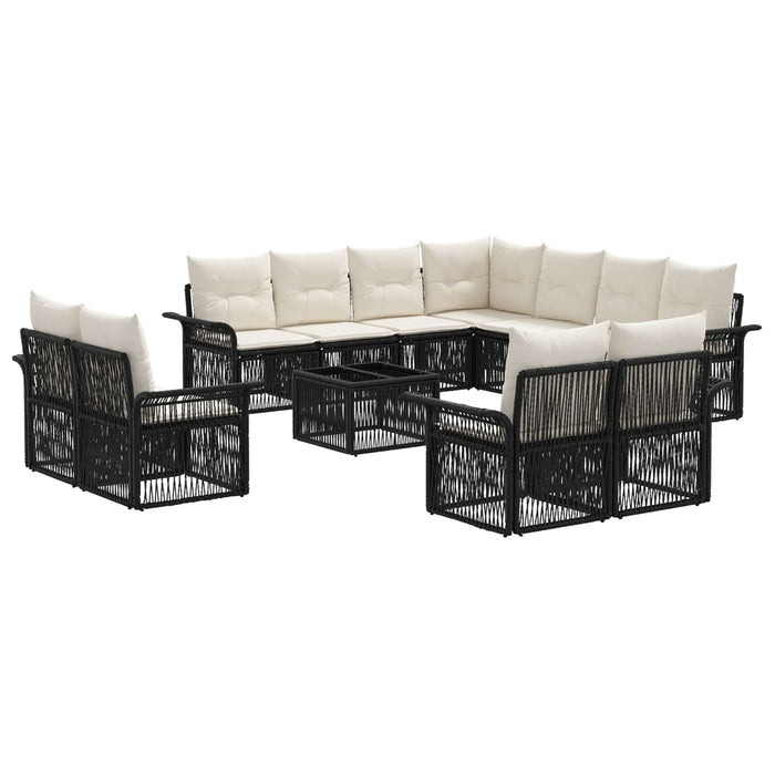 Set de canapele pentru grădină 12 pcs Negru și Alb crem - WALTI WALTI