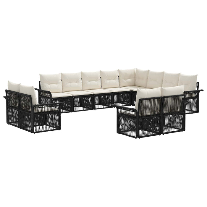 Set de canapele pentru grădină 12 pcs Negru și Alb crem WALTI