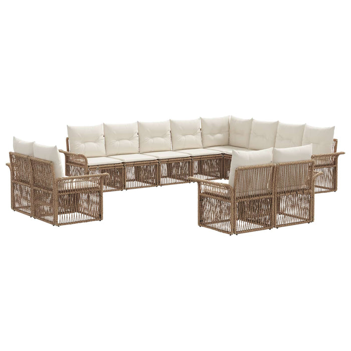 Set de canapele pentru grădină 12 pcs Bej și alb crem poliratan WALTI
