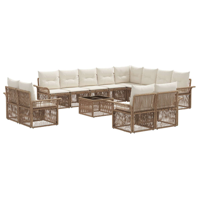 Set de canapele pentru grădină 13 pcs Bej și alb crem poliratan - WALTI WALTI