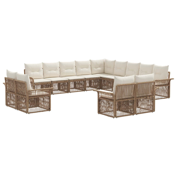 Set de canapele pentru grădină 13 pcs Bej și alb crem poliratan WALTI