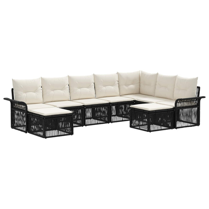 Set de canapele pentru grădină 9 pcs Negru și Alb crem WALTI