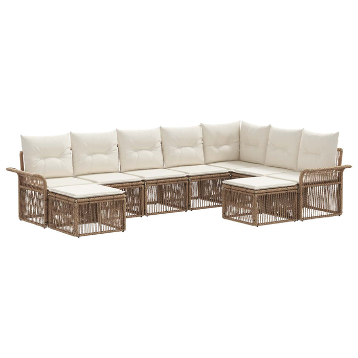 Set de canapele pentru grădină 9 pcs Bej și alb crem poliratan WALTI