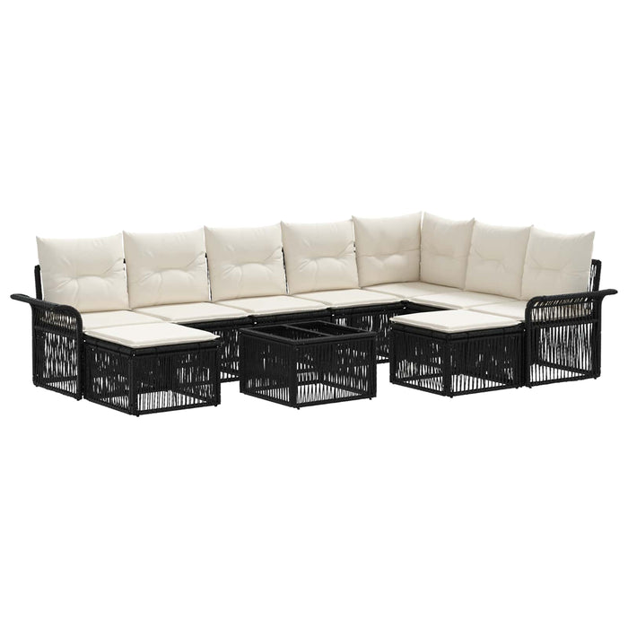 Set de canapele pentru grădină 10 pcs Negru și Alb crem - WALTI WALTI